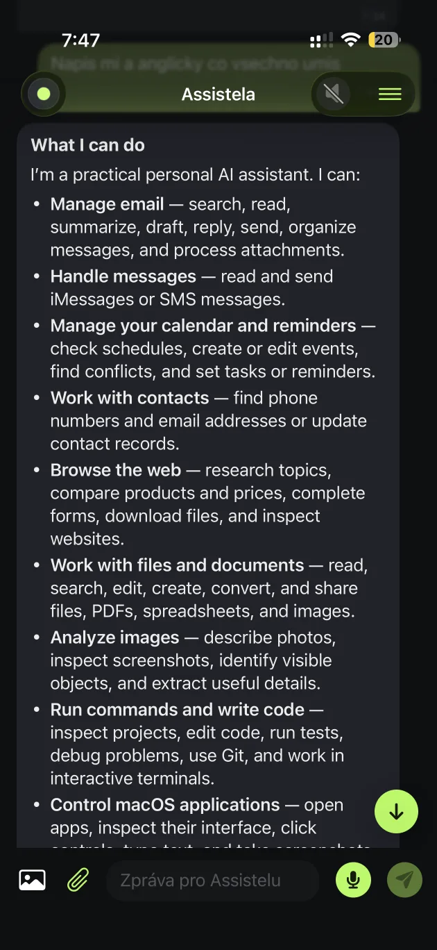Native Assistela iOS app